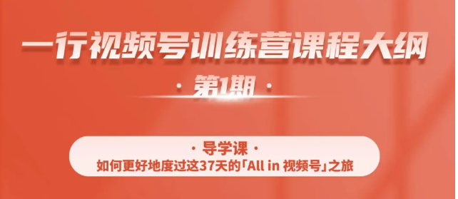 一行视频号特训营，从零启动视频号30天，全营变现5.5万元【价值799元】-林文副业站