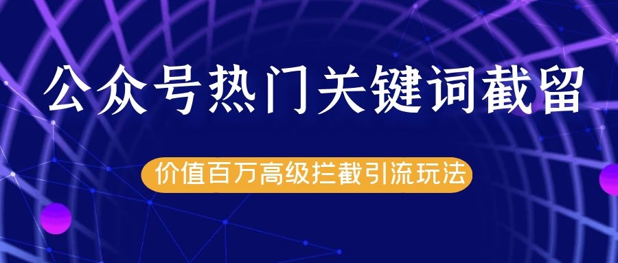 公众号热门关键词截留精准引流实战课程，价值百万高级拦截引流玩法！-林文副业站