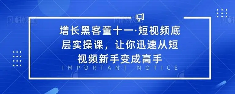 增长黑客董十一·短视频底层实操课，从短视频新手变成高手-林文副业站