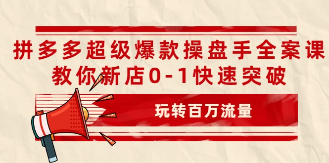 拼多多超级爆款操盘手全案课，教你新店0-1快速突破，玩转百万流量-林文副业站