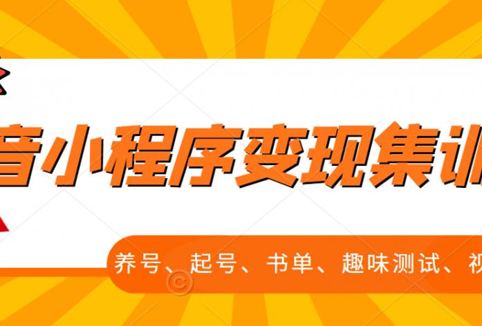 抖音小程序变现集训课，养号、起号、书单、趣味测试、视频剪辑，全套流程-林文副业站