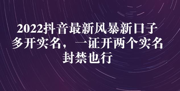 2022抖音最新风暴新口子：多开实名，一整开两个实名，封禁也行-林文副业站