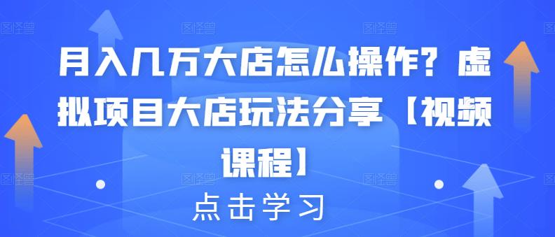 月入几万大店怎么操作？虚拟项目大店玩法分享【视频课程】-林文副业站