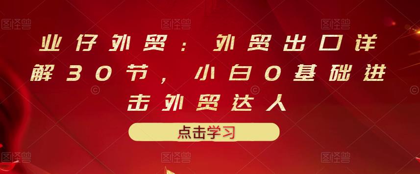业仔外贸：外贸出口详解30节，小白0基础进击外贸达人 价值666元-林文副业站