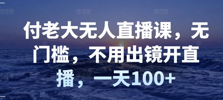 付老大无人直播课，无门槛，不用出镜开直播，一天100+-林文副业站