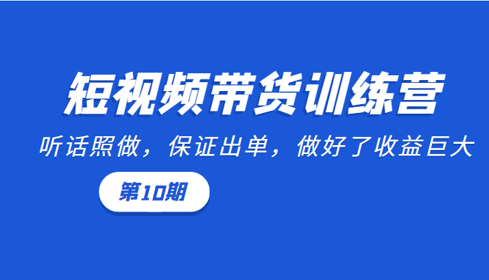 短视频带货训练营：听话照做，保证出单，做好了收益巨大（第10期）-林文副业站