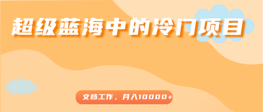 超级蓝海中的冷门项目，文档工作，好玩又赚钱，月入10000+-林文副业站