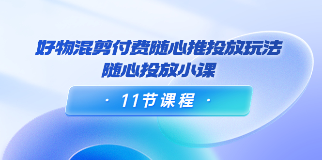 好物混剪付费随心推投放玩法，随心投放小课（11节课程）-林文副业站