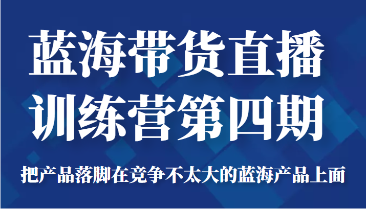 蓝海带货直播训练营第四期，把产品落脚在竞争不太大的蓝海产品上面（价值4980元）-林文副业站