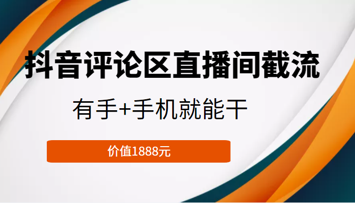 抖音评论区直播间截流，有手+手机就能干，门槛极低，模式可大量复制（价值1888元）-林文副业站