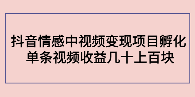 副业孵化营第5期：抖音情感中视频变现项目孵化 单条视频收益几十上百-林文副业站