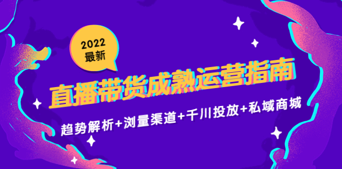2022最新直播带货成熟运营指南3.0：趋势解析+浏量渠道+千川投放+私域商城-林文副业站