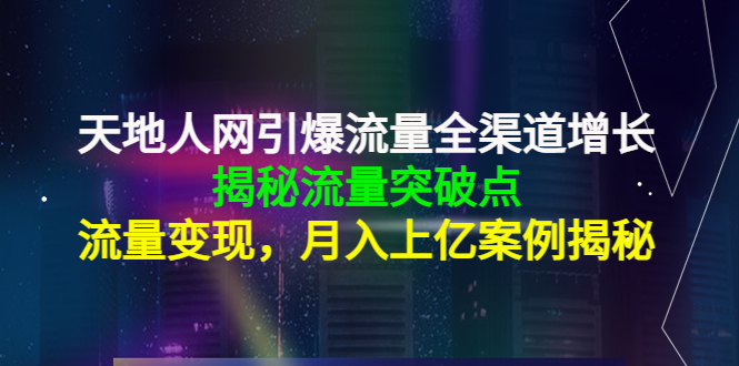 天地人网引爆流量全渠道增长：揭秘流量突然破点，流量变现，月入上亿案例-林文副业站