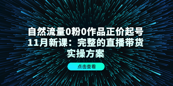 自然流量0粉0作品正价起号11月新课：完整的直播带货实操方案-林文副业站