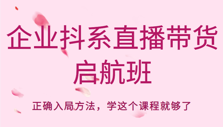 企业抖系直播带货启航班，正确入局方法，学这个课程就够了-林文副业站