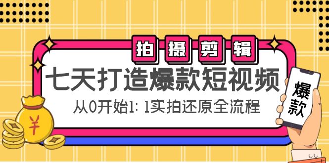 七天打造爆款短视频：拍摄+剪辑实操，从0开始1:1实拍还原实操全流程-林文副业站