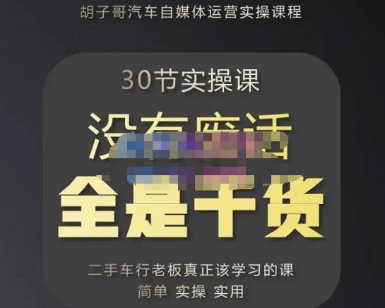 胡子哥·汽车自媒体运营实操课，汽车新媒体二手车短视频运营教程-价值8888元-林文副业站