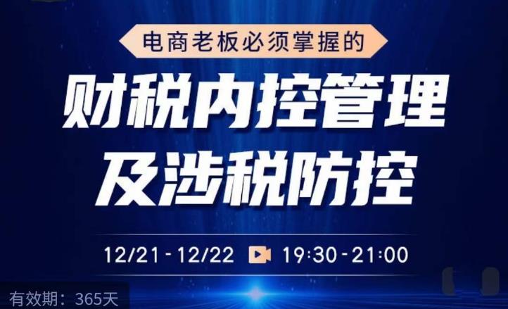 电商老板必须掌握的财税内控管理及涉税防控，解读新政下的税收政策，梳理公司财务架构-林文副业站