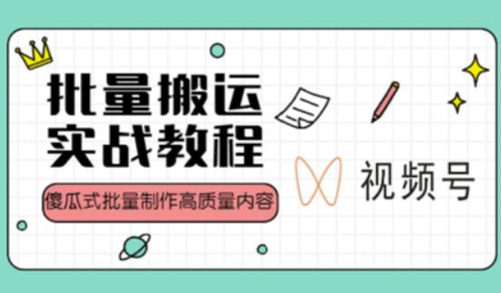 视频号批量搬运实战操作运营赚钱教程，傻瓜式批量制作高质量内容【附视频教程+PPT】-林文副业站