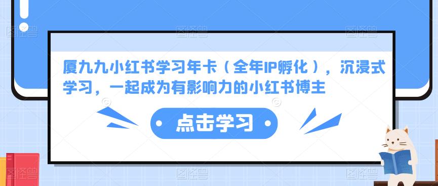 厦九九小红书学习年卡（全年IP孵化），沉浸式学习，一起成为有影响力的小红书博主-林文副业站