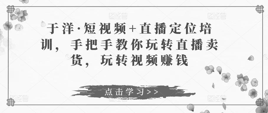 于洋·短视频+直播定位培训，手把手教你玩转直播卖货，玩转视频赚钱-林文副业站