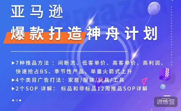 亚马逊爆款打造神舟计划，​7种推品方法，4个类目广告打法，2个SOP详解-林文副业站