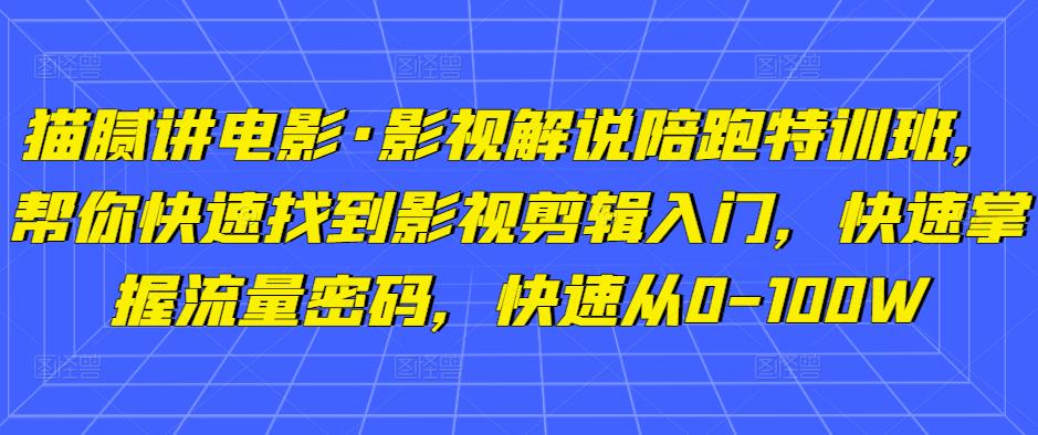 猫腻讲电影·影视解说陪跑特训班，帮你快速找到影视剪辑入门，快速掌握流量密码，快速从0-100W-林文副业站