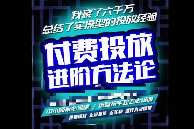 苏酒儿·抖音付费投放进阶课程，烧了六千万总结了实操型投放经验，运营投手起飞必修课-林文副业站