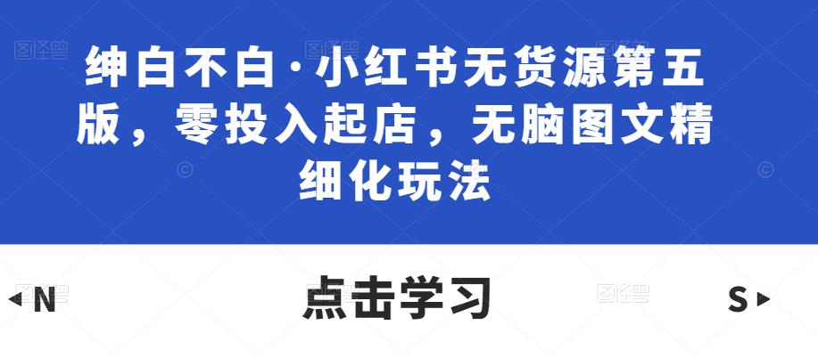 绅白不白·小红书无货源第五版，零投入起店，无脑图文精细化玩法-林文副业站