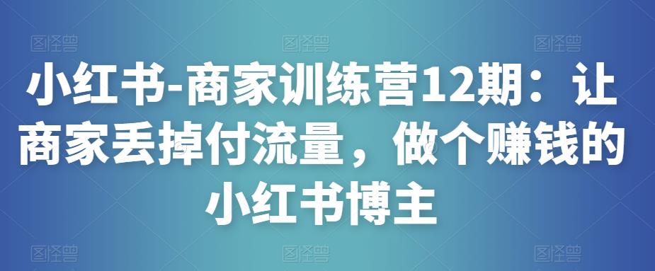 小红书-商家训练营12期：让商家丢掉付流量，做个赚钱的小红书博主-林文副业站