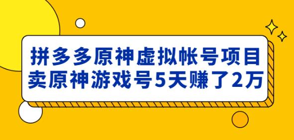 外面卖2980的拼多多原神虚拟帐号项目：卖原神游戏号5天赚了2万-林文副业站