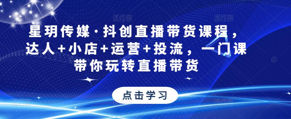 星玥传媒·抖创直播带货课程，达人+小店+运营+投流，一门课带你玩转直播带货-林文副业站