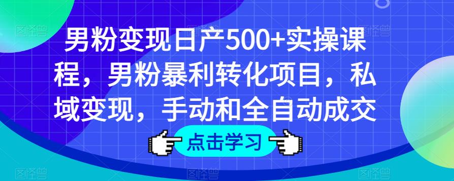 男粉变现日产500+实操课程，男粉暴利转化项目，私域变现，手动和全自动成交-林文副业站