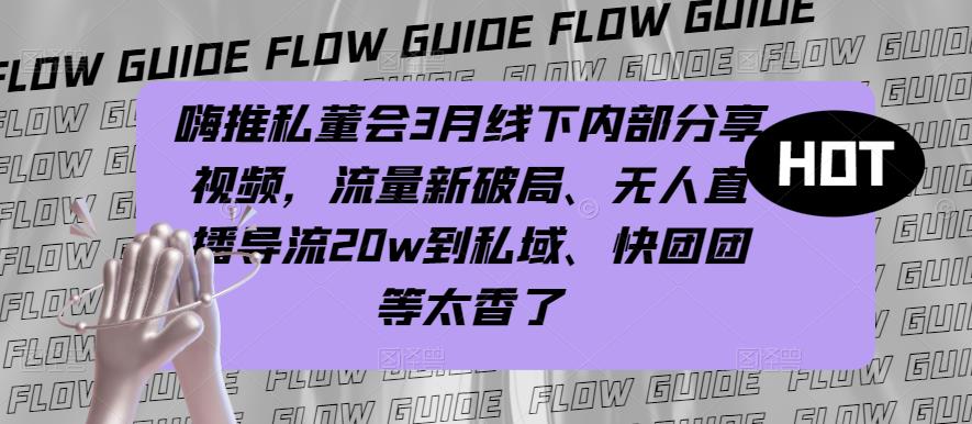 嗨推私董会3月线下内部分享视频，流量新破局、无人直播导流20w到私域、快团团等太香了-林文副业站