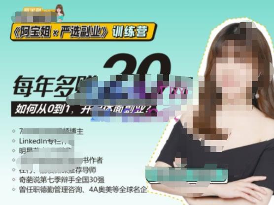 《阿宝姐×严选副业》训练营【Plus版】12期，帮助你找准适合自己的副业，开启斜杠人生-林文副业站