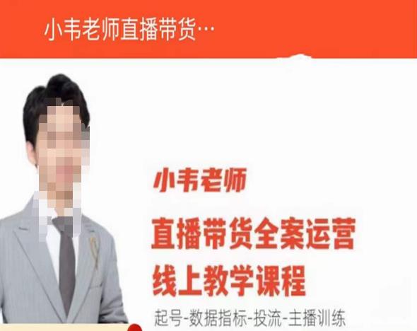 小韦老师直播带货运营线上教学，起号-数据指标-投流-主播训练-林文副业站