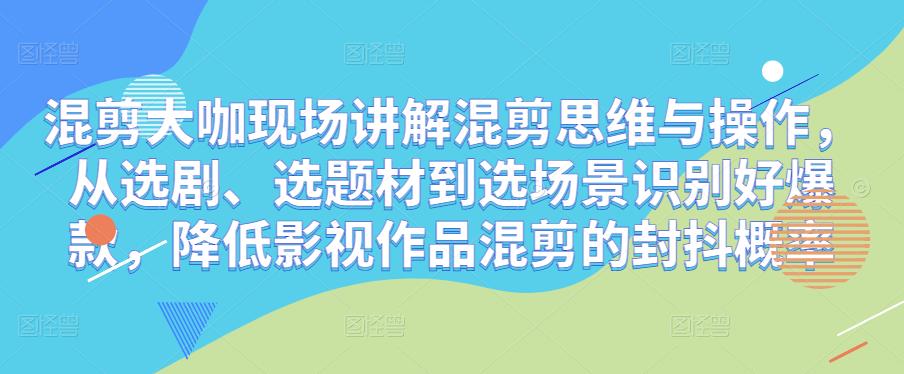 混剪大咖现场讲解混剪思维与操作，从选剧、选题材到选场景识别好爆款，降低影视作品混剪的封抖概率-林文副业站