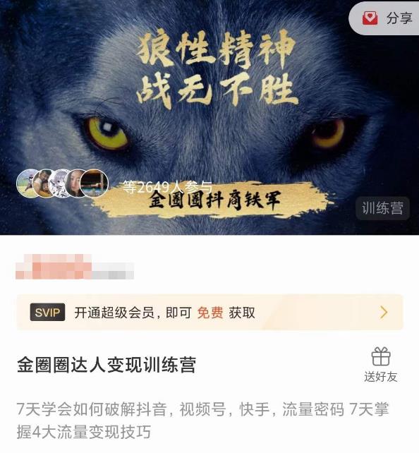 金圈圈达人变现训练营，​7天学会如何破解抖音视频号快手流量密码，7天掌握4大流量变现技巧-林文副业站