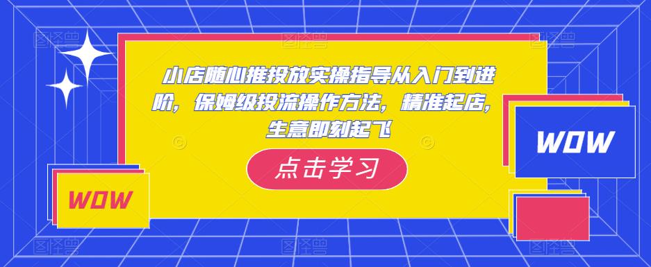 小店随心推投放实操指导从入门到进阶，保姆级投流操作方法，精准起店，生意即刻起飞-林文副业站