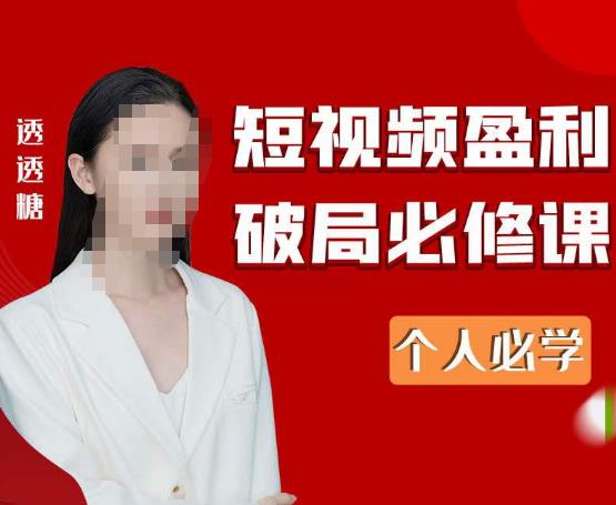 2023最新透透糖短视频盈利破局必修课——个人必学-林文副业站