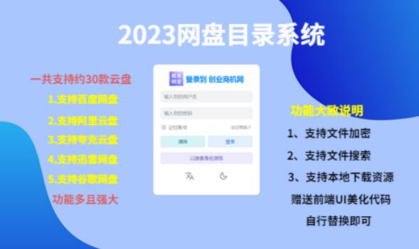 （项目课程）2023网盘目录运营系统，一键安装教学，一共支持约30款云盘-林文副业站