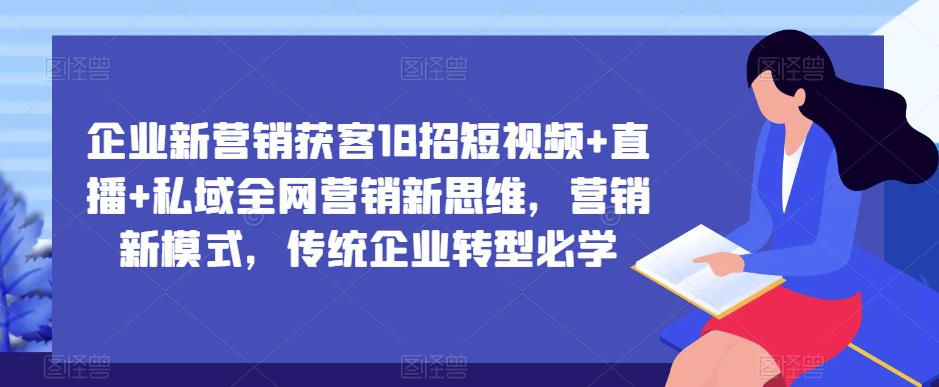 企业新营销获客18招短视频+直播+私域全网营销新思维，营销新模式，传统企业转型必学-林文副业站