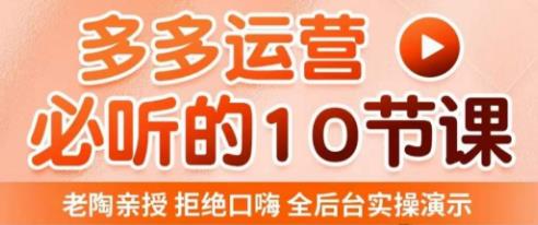 老陶电商·拼多多运营必听10节课，拒绝口嗨，全后台实操演示，花的少，赚得多，爆款更简单-林文副业站