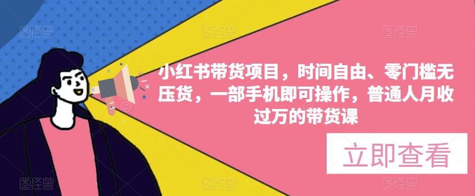 小红书带货项目，时间自由、零门槛无压货，一部手机即可操作，普通人月收过万的带货课-林文副业站