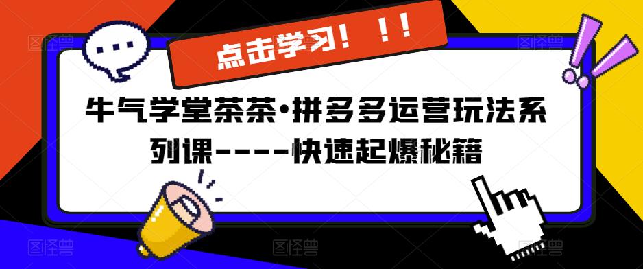 牛气学堂茶茶•拼多多运营玩法系列课—-快速起爆秘籍【更新】-林文副业站