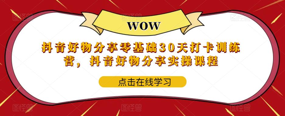 抖音好物分享零基础30天打卡训练营，抖音好物分享实操课程-林文副业站