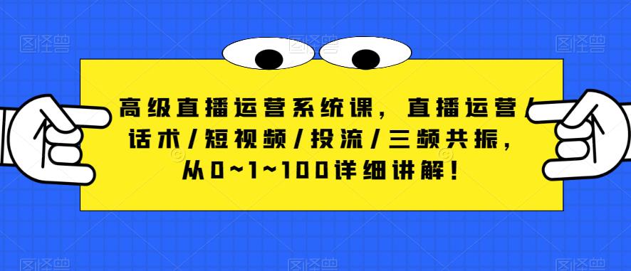 高级直播运营系统课，直播运营/话术/短视频/投流/三频共振，从0~1~100详细讲解！-林文副业站