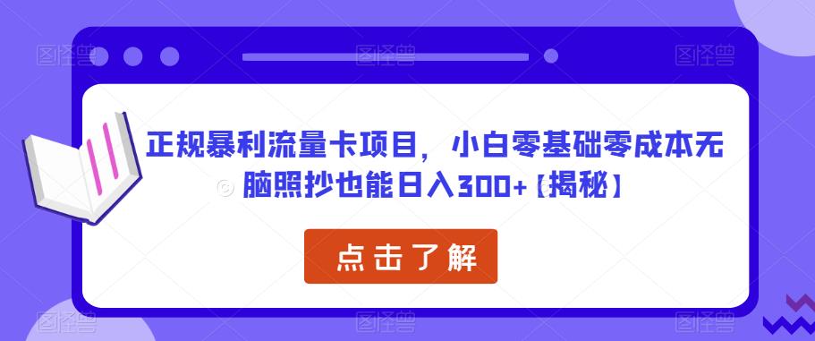 正规暴利流量卡项目，小白零基础零成本无脑照抄也能日入300+【揭秘】-林文副业站