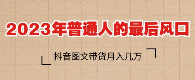 2023年普通人的最后风口，抖音图文带货月入几万，只需一部手机即可操作-林文副业站