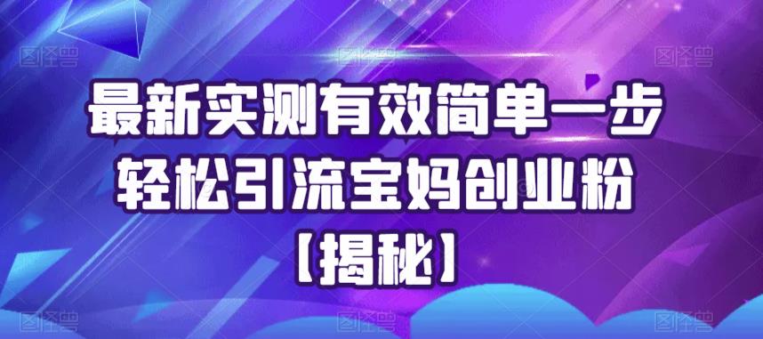 最新实测有效简单一步轻松引流宝妈创业粉【揭秘】-林文副业站